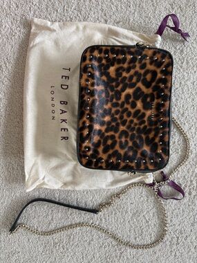 Ted Baker Leopard Print Crossbody Bag in Brown and Black